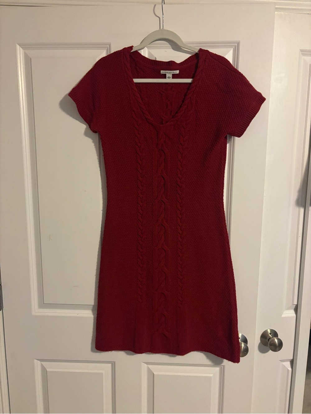 Banana Republic Red Cable-Knit Midi Dress